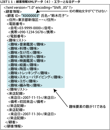 顧客情報XMLデータ（４）- エラーとなるデータ